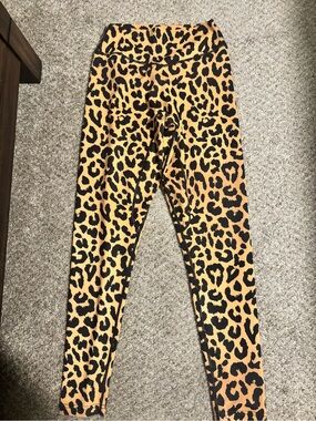 Balance Athletica Leopard Print Black and Orange Leggings